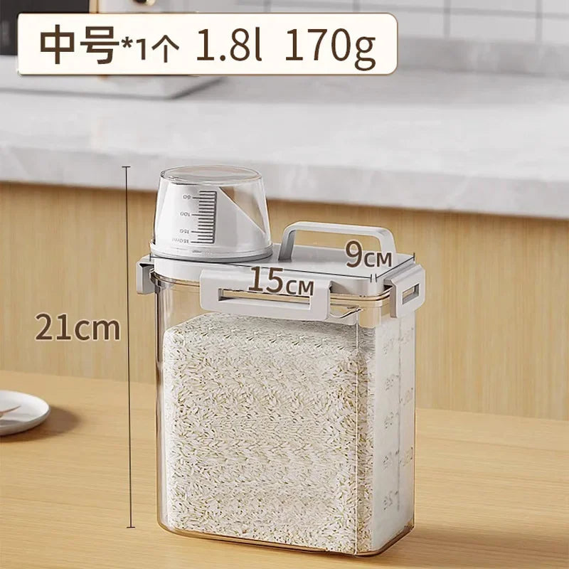 Grain Storage Container with Lid and Measuring Cup
