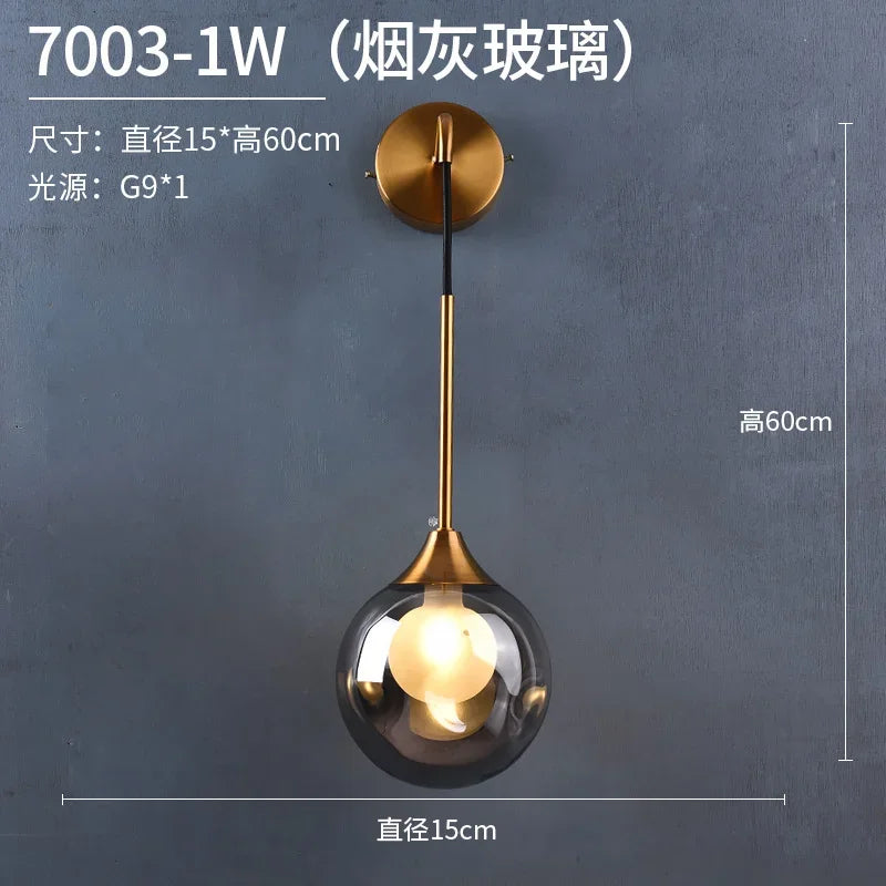 Modern LED Glass Ball Wall Lamp for Bedroom and Living Room