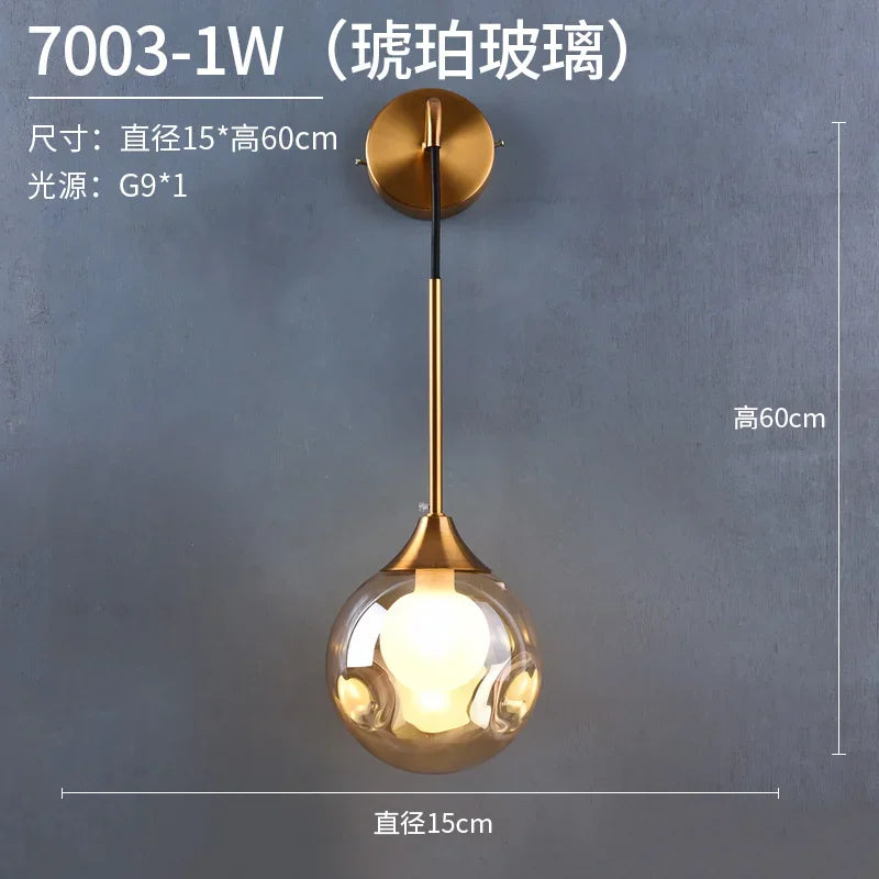 Modern LED Glass Ball Wall Lamp for Bedroom and Living Room
